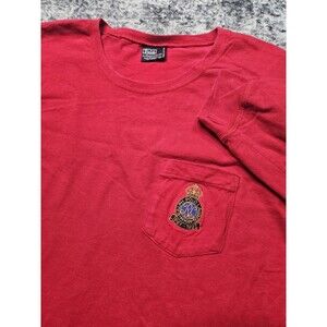 Vintage POLO RALPH LAUREN RL Crown Embroidered Pocket 1997 Red TShirt 90s SZ XL